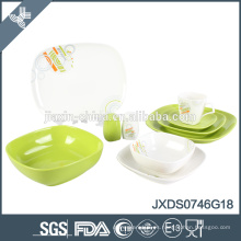 Nuevo diseño de lujo 65pcs porcelana porcelana cuadrada cena de porcelana